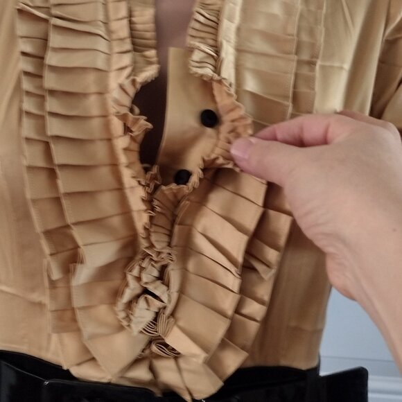 Rachael G. Black and Gold Satin Dress, Size M - Picture 14 of 16